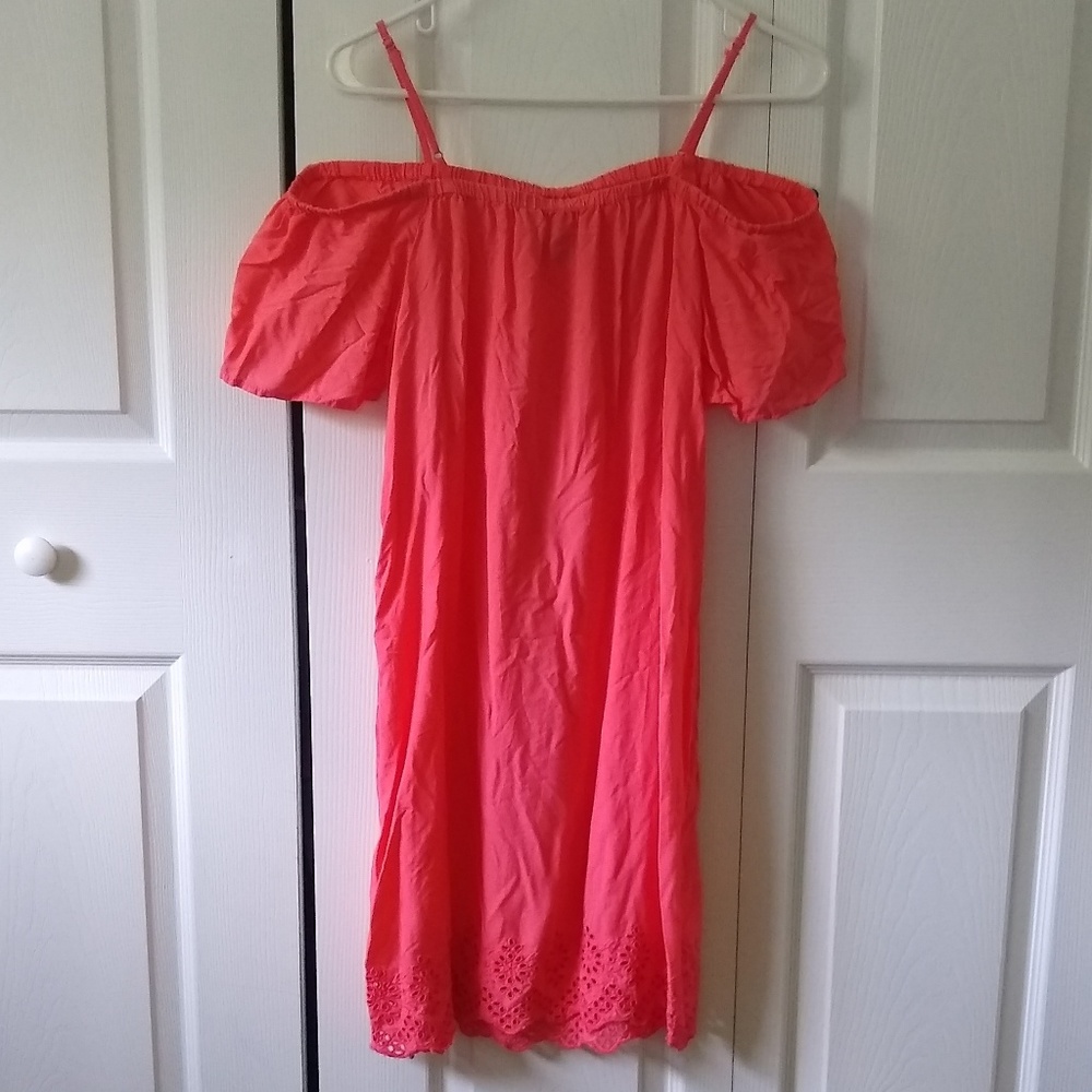 OldNavy Coral Eyelet Lace Off Shoulder Sun Dress S